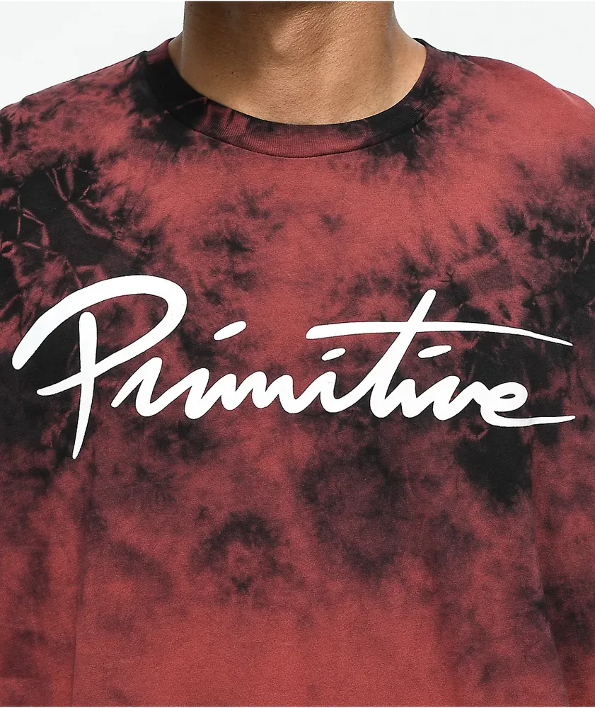 Primitive Nuevo Brick Red & Black Tie Dye T-Shirt