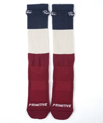 Primitive Nuevo Navy, White & Red Colorblock Crew Socks