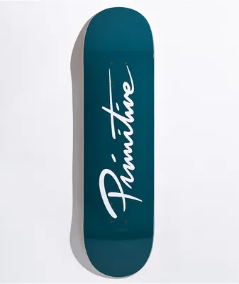Primitive Nuevo Script Teal 8.25" Skateboard Deck