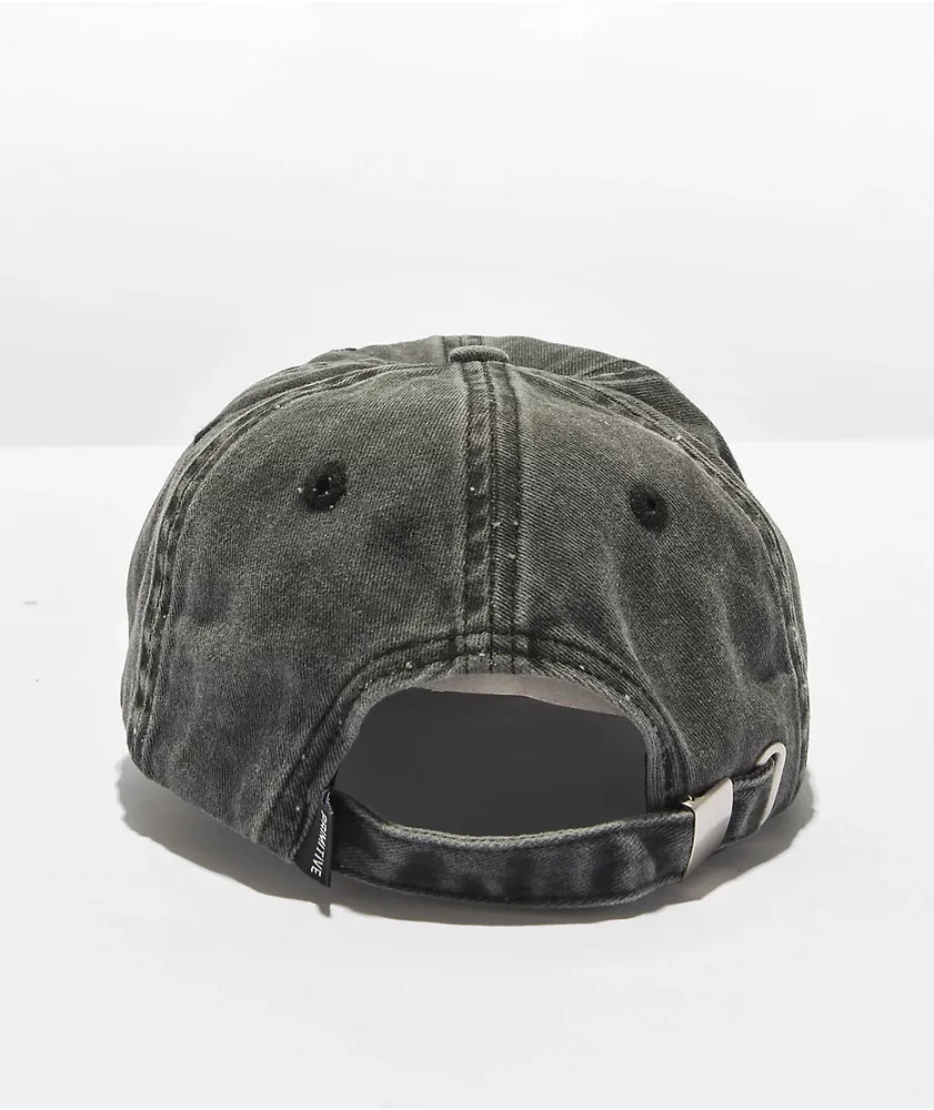 Primitive Rosey Overdyed Black Strapback Hat