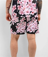 Primitive Sakura Black & Pink Elastic Waist Shorts