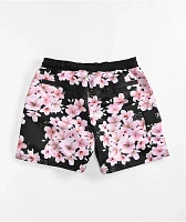 Primitive Sakura Black & Pink Elastic Waist Shorts