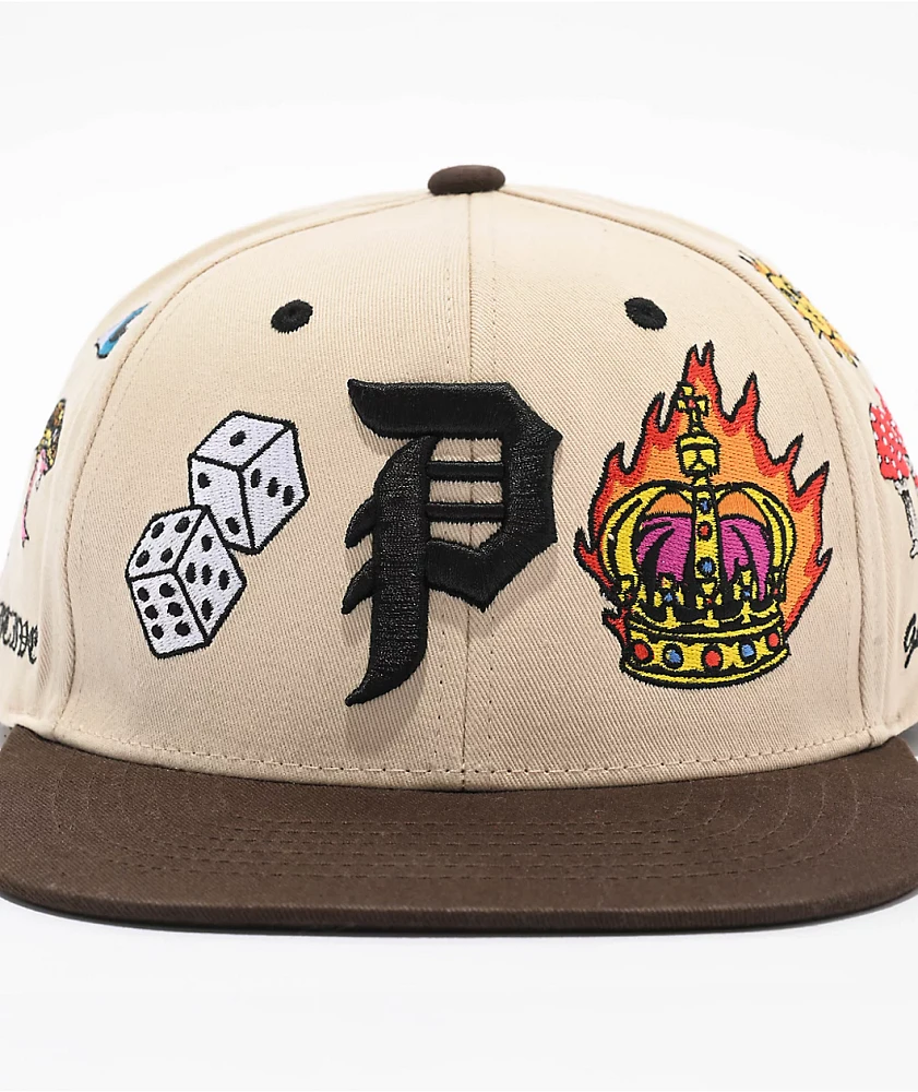 Primitive Signs Cream & Brown Snapback Hat