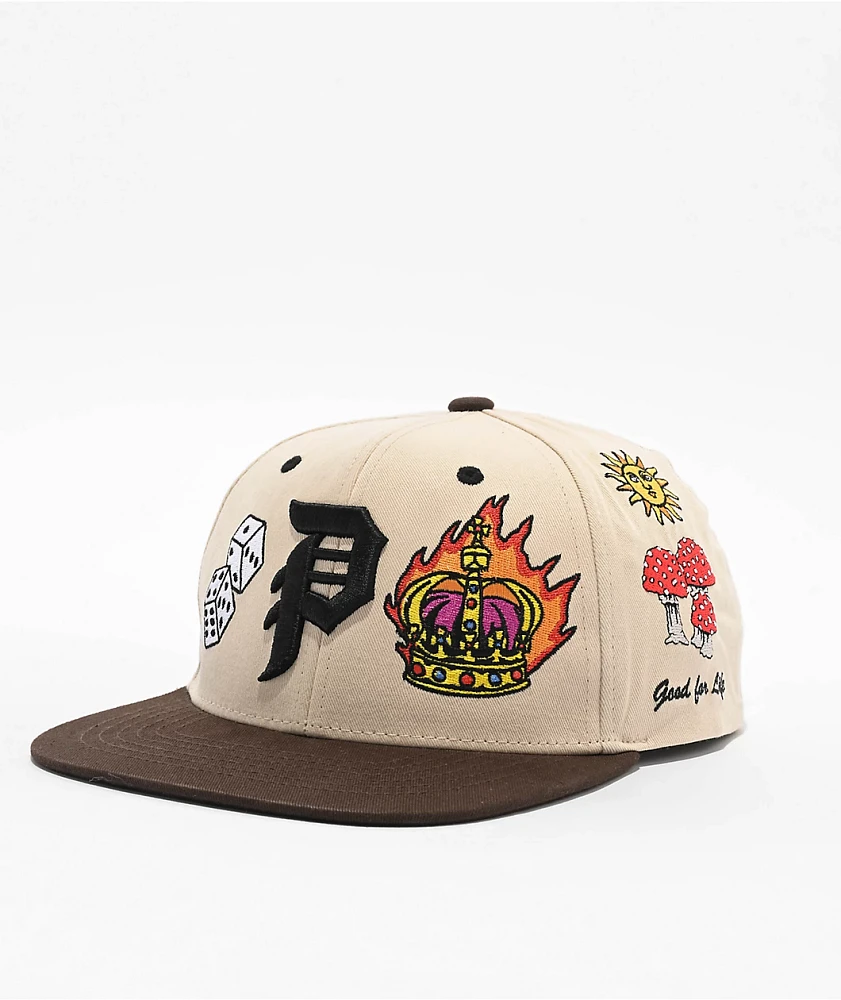 Primitive Signs Cream & Brown Snapback Hat