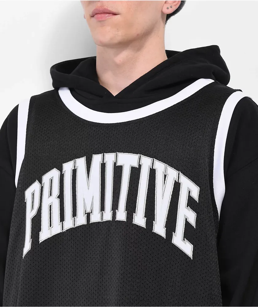 Primitive Twofer Black Hooded Basketball Jersey