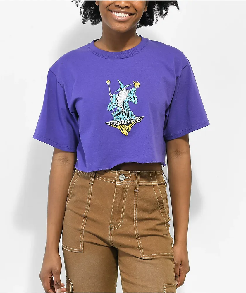 Primitive Wizard Purple Crop T-Shirt