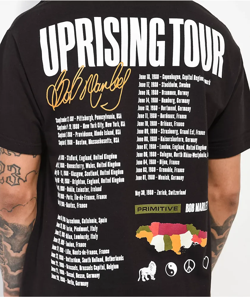 Primitive x Bob Marley Uprising Black T-Shirt