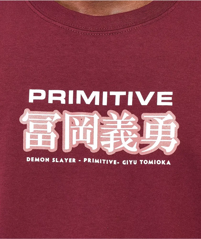 Primitive x Demon Slayer Giyu Tomioka Burgundy T-Shirt