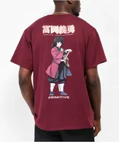 Primitive x Demon Slayer Giyu Tomioka Burgundy T-Shirt