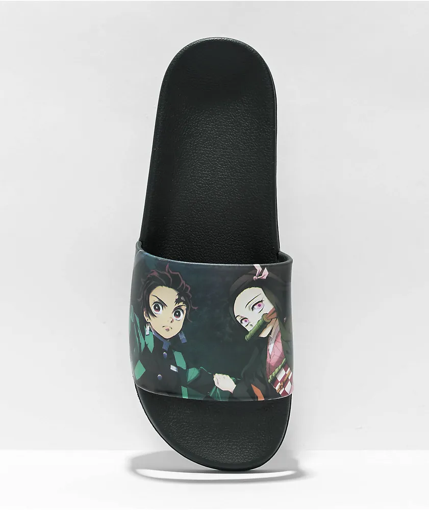 Primitive x Demon Slayer Tanjiro & Nezuko Black Slide Sandals 