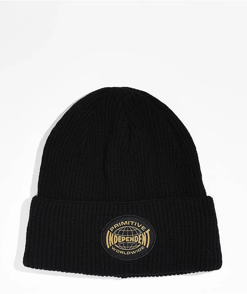 Primitive x Independent Global Black Waffle Beanie 