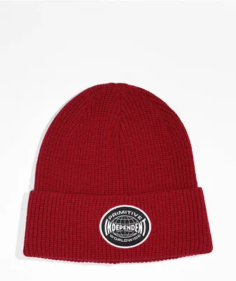 Primitive x Independent Global Red Waffle Beanie