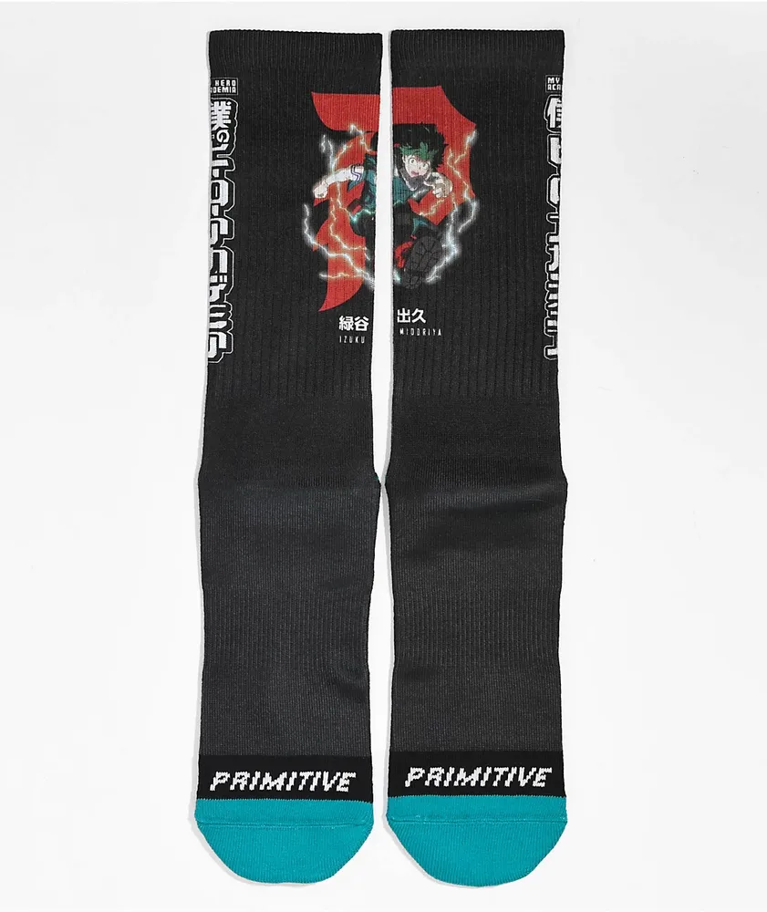 Primitive x My Hero Academia Izuku Midoriya Black Crew Socks