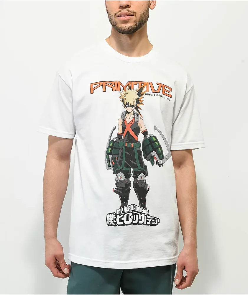 Primitive x My Hero Academia Katsuki Bakugo White T-Shirt