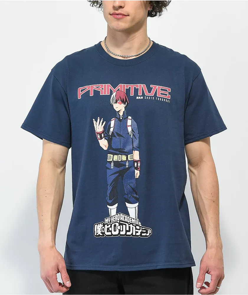 Primitive x My Hero Academia Shoto Todoroki Navy T-Shirt