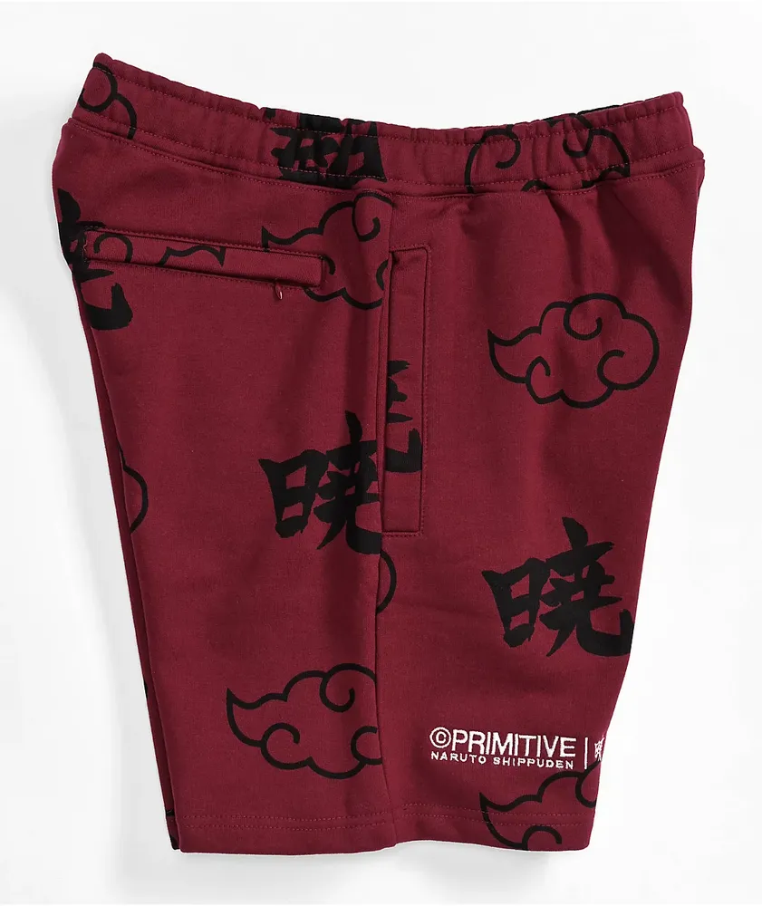 Primitive x Naruto Akatsuki Red Fleece Sweat Shorts