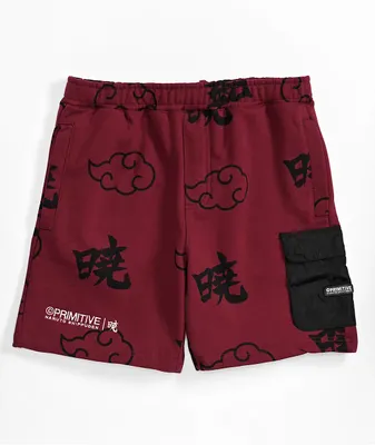 Primitive x Naruto Akatsuki Red Fleece Sweat Shorts