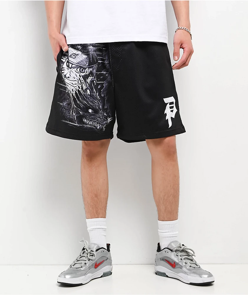 Primitive x Naruto Shippuden Beast Black Mesh Shorts