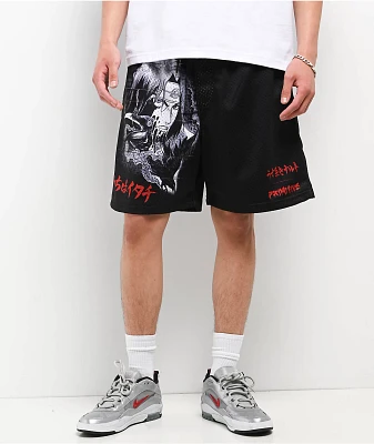 Primitive x Naruto Shippuden Clones Black Mesh Shorts