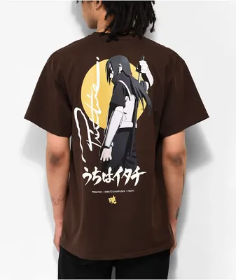 Primitive x Naruto Shippuden Itachi Warning Brown T-Shirt