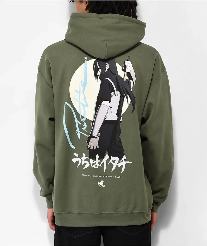 Primitive x Naruto Shippuden Itachi Warning Green Hoodie