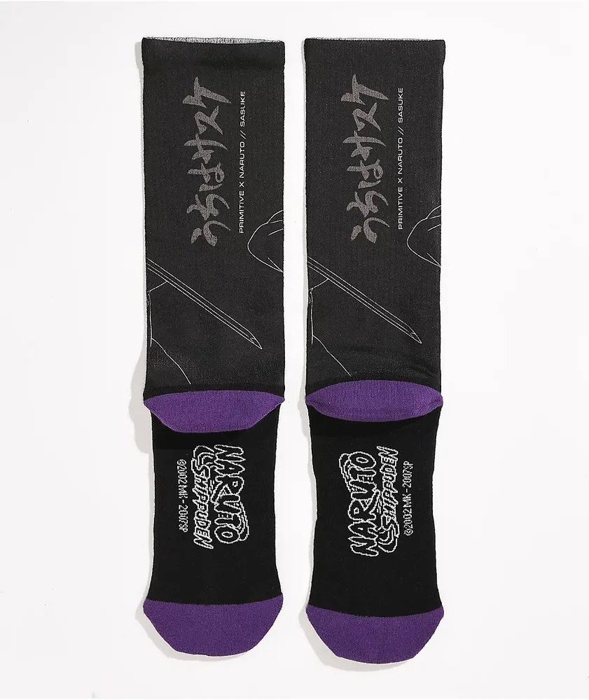Primitive x Naruto Shippuden Sasuke Strike Black Crew Socks