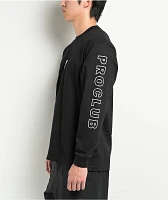 Pro Club Embroidered Box Logo Black Long Sleeve T-Shirt