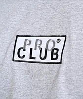 Pro Club Embroidered Box Logo Grey Long Sleeve T-Shirt