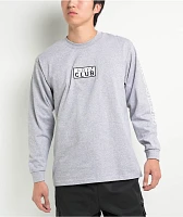 Pro Club Embroidered Box Logo Grey Long Sleeve T-Shirt