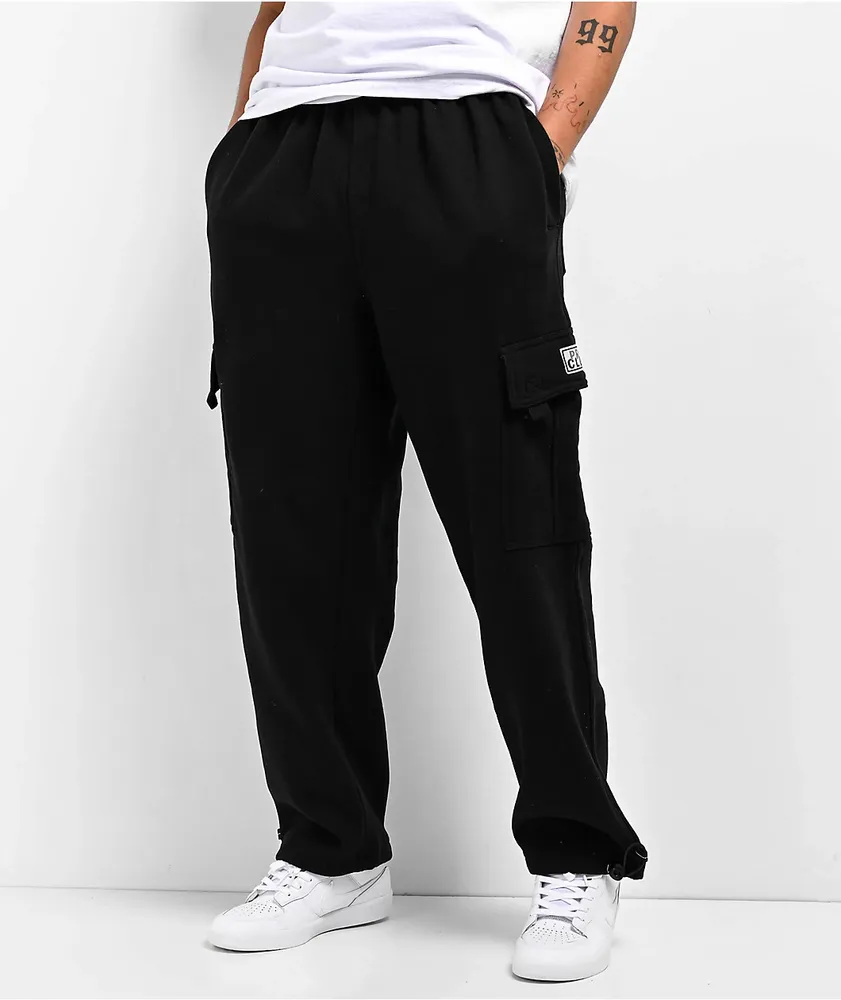 Plush Lounge Cargo Sweatpants - Black