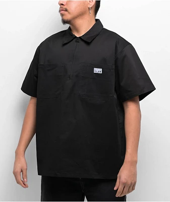 Pro Club Heavyweight Black Half Zip Work Shirt