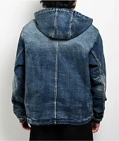 Pro Club Heavyweight Dark Stonewash Blue Denim Zip Jacket