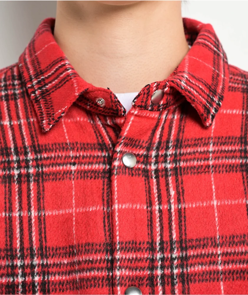 Pro Club Heavyweight Red Plaid Flannel Work Jacket