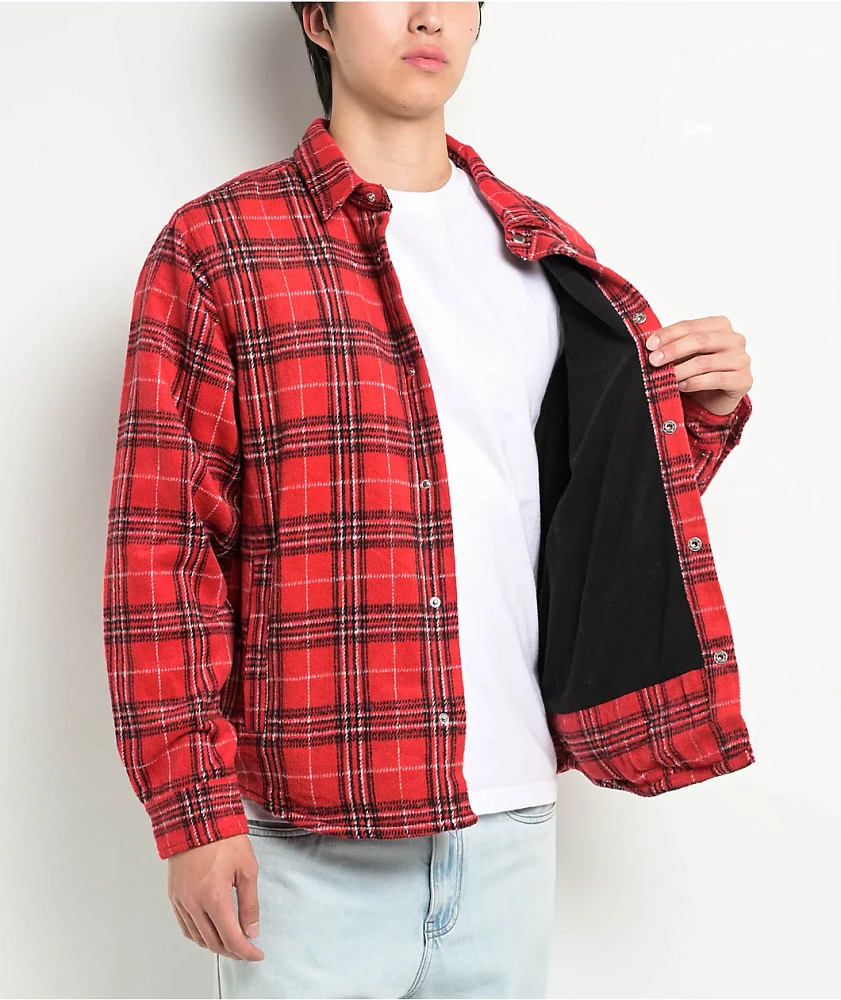 Pro Club Heavyweight Red Plaid Flannel Work Jacket