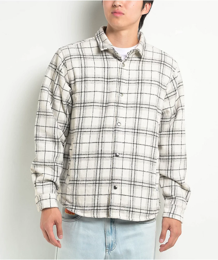 Pro Club Heavyweight White Plaid Flannel Jacket