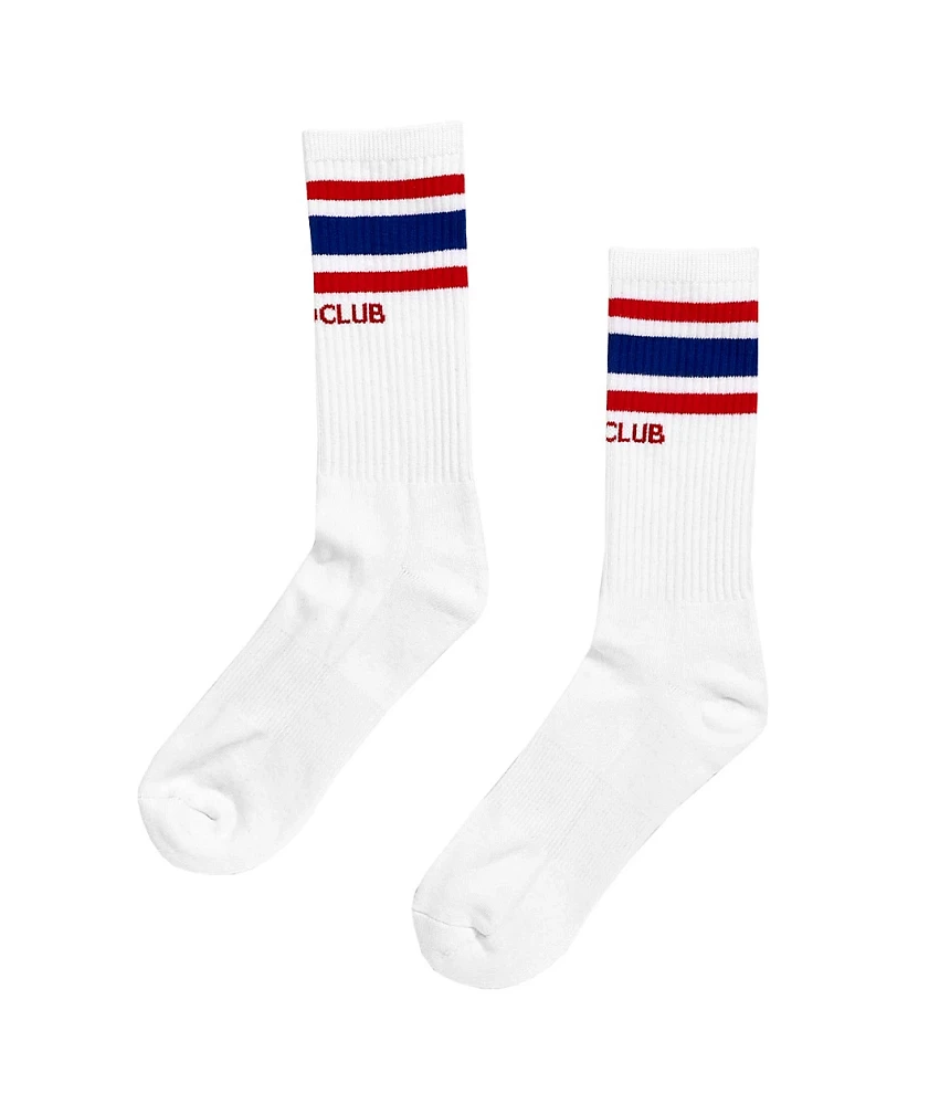 Pro Club Stripe White & Royal Crew Socks