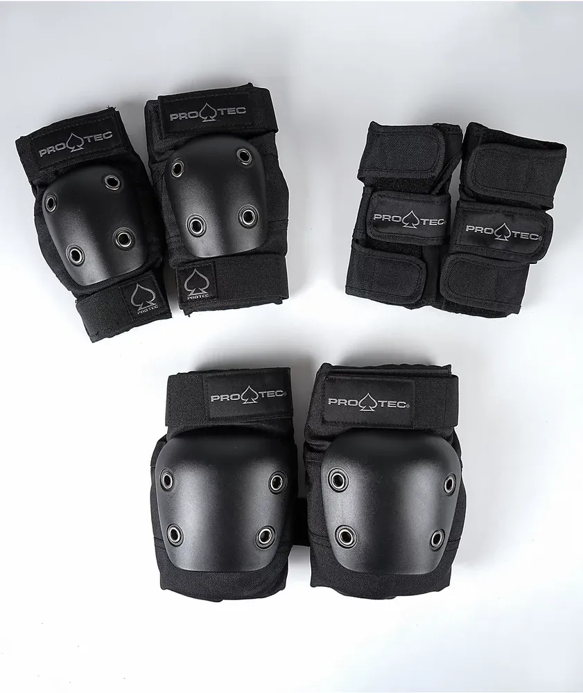 Pro-Tec Kids Jr. Street Open Back Black 3 Pack Pad Set