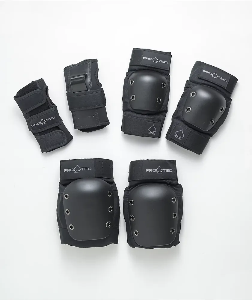 Pro-Tec Youth Open Back Black 3 Pack Pad Set