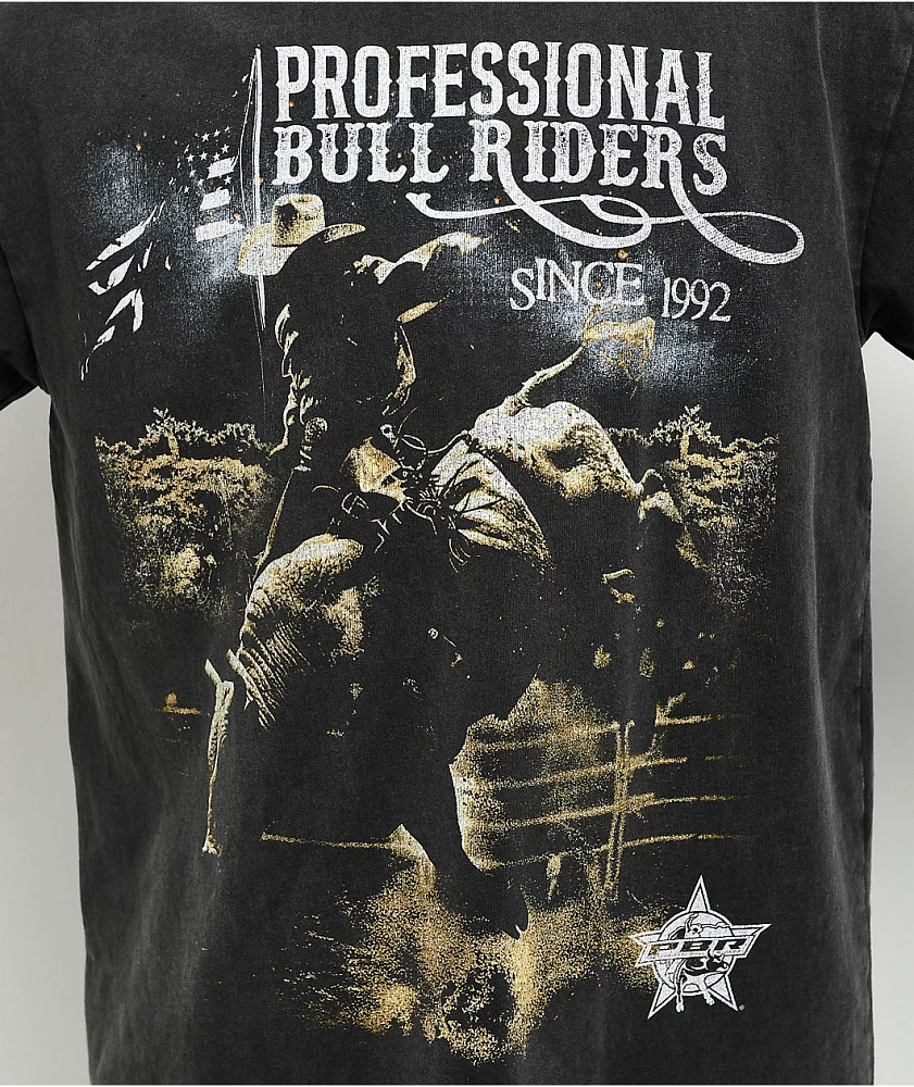 Professional Bull Riders Bull Professor Black Wash T-Shirt