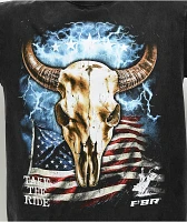 Professional Bull Riders Electric Horns Black Wash T-Shirt