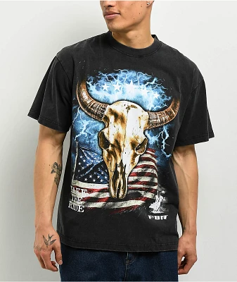 Professional Bull Riders Electric Horns Black Wash T-Shirt