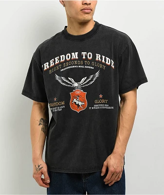 Professional Bull Riders Freedom To Ride Black Wash T-Shirt