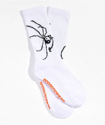 Psockadelic Spider Yin Yang White Crew Socks