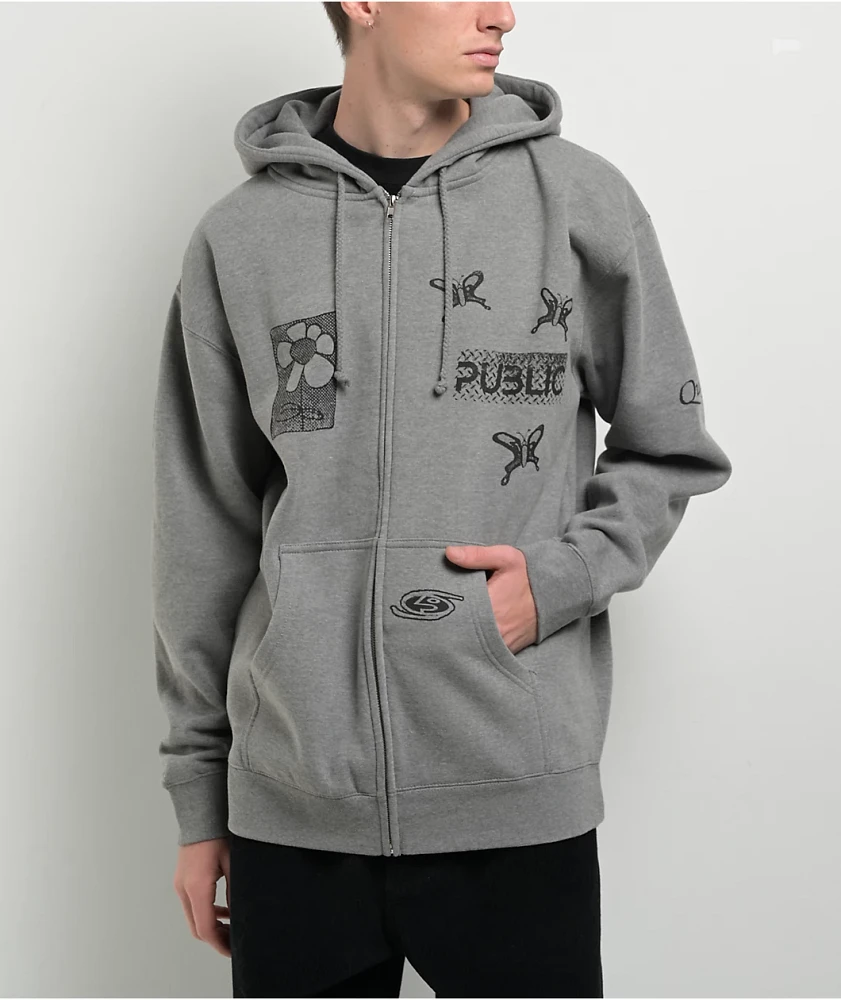 Public Sum Grey Zip Hoodie