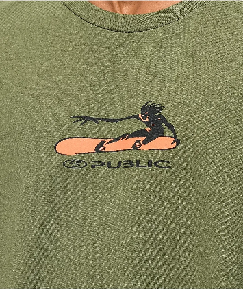 Public Tweaked Army Green Long Sleeve T-Shirt