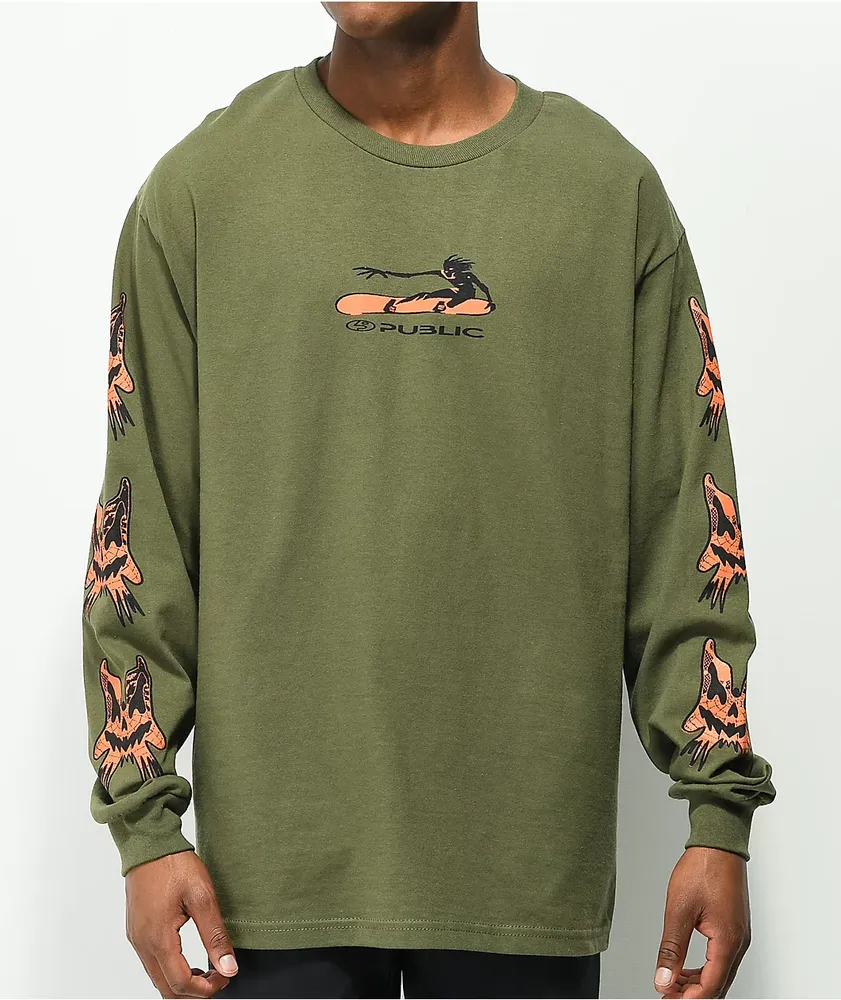 Public Tweaked Army Green Long Sleeve T-Shirt