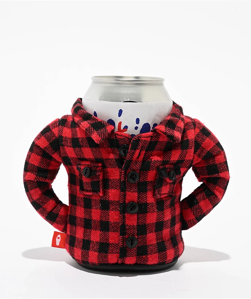 Puffin The Lumberjack Red Can Cooler