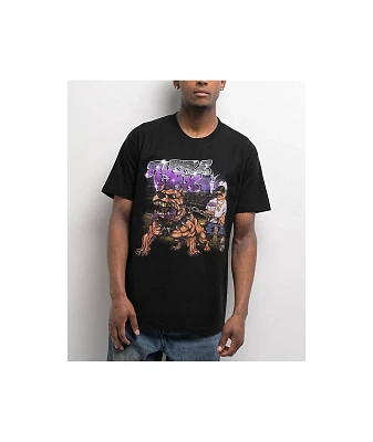 Purple Wax Dog Walk Black T-Shirt