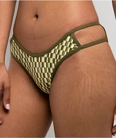 Quiksilver Dylan Tile Green & White High Leg Bikini Bottom