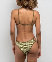 Quiksilver Dylan Tile Green & White High Leg Bikini Bottom